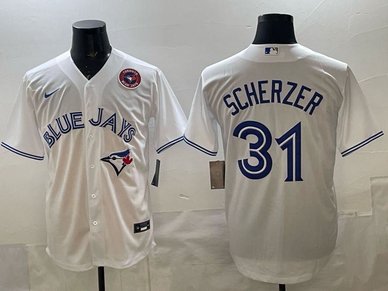 Men 2025 Toronto Blue Jays #31 Scherzer White Game Nike MLB Jersey style 05->->